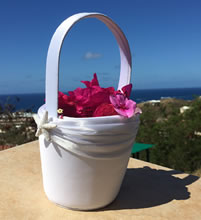 Flower girl basket with fresh flowers in the Virgin Islands