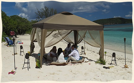 Wedding party private reception picnic at Lindquist Beach St Thomas US Virgin Islands