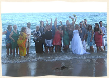 Wedding party in the Caribbean Sea.