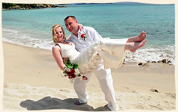 Virgin Islands wedding couple Bluebeards Beach