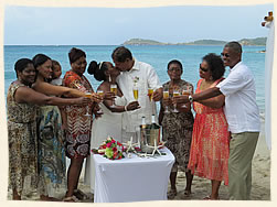 St. Thomas Island wedding champagne toast.