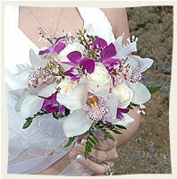 Caribbean bridal bouquet in lavendar and whites