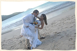 Happy Couple Married at Magens Beach 