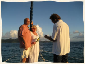 Married on bow of sailboat - Caribbean Sea