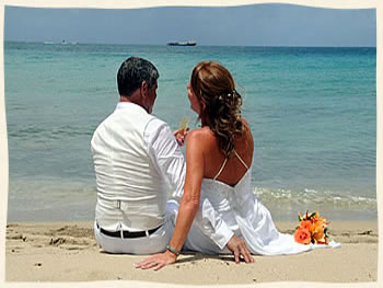 Beach wedding St. Thomas Virgin Islands - couple in the sand.