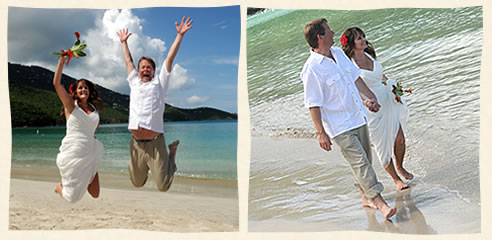 Happy Couple married at Magens Beach, St. Thomas Virgin Islands