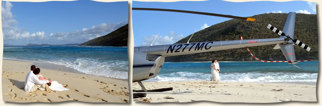 Virgin Islands Wedding to Private Island via Helicopter