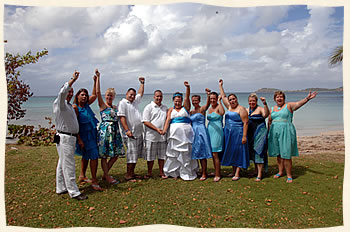 St. Thomas wedding group at Bluebeards Beach / Limetree / St. Thomas