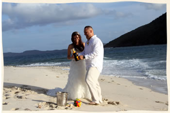 Unique helicopter wedding couple champagne toast.  US Virgin Islands