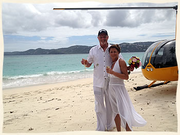 Helicopter wedding private island