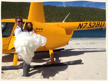 Helicopter adventure wedding US Virgin Islands