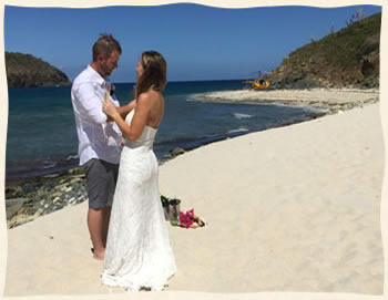 Private island wedding ceremony on Hans Lollick - US Virgin Islands.