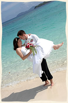 St Thomas Wedding Couple on Lindquist Beach