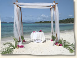 Sand Ceremony Set up at  tropical beach in St. Thomas