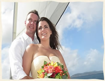 Come sail away Virgin Islands sailing wedding couple!