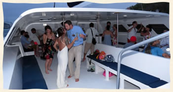 Wedding reception on sailboat by  Island Wedding Services