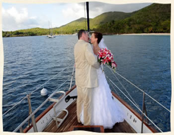 Couple married on Sailboat in the Virgin islands