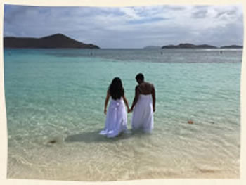 Brides just married in the Virgin Islands