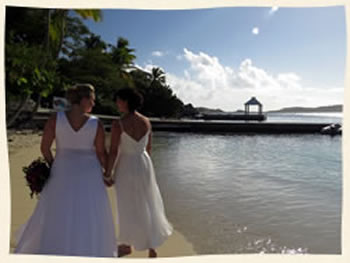 Same sex couple married at Secret Harbour, St. Thomas US Virgin Islands