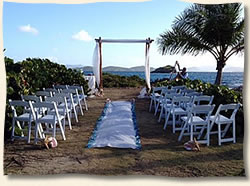 Arch aisle and chairs for island wedding.  St. Thomas Pretty Kip Point Virgin Islands