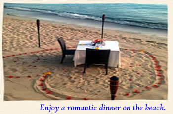 Romantic beach wedding dinner at Secret Harbour US Virgin Islands