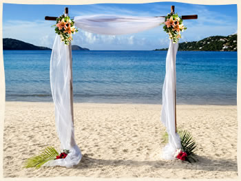 Bamboo Wedding Arch with flowers Island Wedding Services St Thomas St John