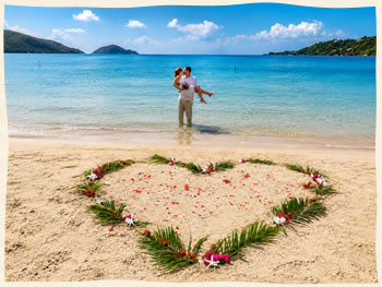 Heart in the sand wedding at Magens Beach St Thomas US Virgin Islands