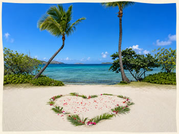 Heart in sand tropical virgin islands wedding