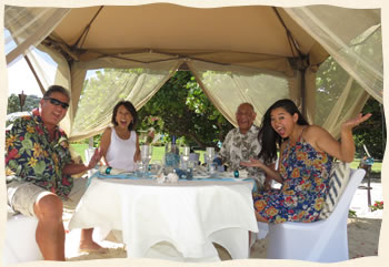 Wedding reception dining beach wedding