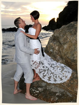 Bluebeards Beach wedding by the rocks.