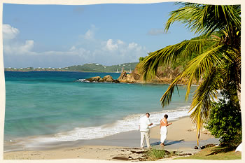 Wedding beach walk at Bluebeards Beach Club - St. Thomas