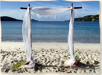 Bamboo arch beach wedding st thomas virgin islands