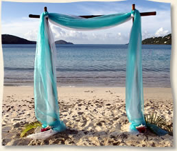 aqua fabric on bamboo arch us virgin islands