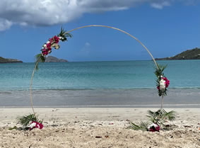 Hoop wedding arch silk whites & greens