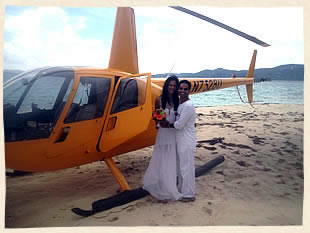 Helicopter wedding couple Hans Lollick