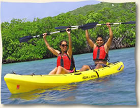 Kayaking Wedding Couple in the Lagoon