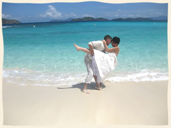 Bride & Groom at Lindquist Beach St Thomas USVI